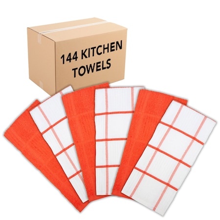 Monarch Brands Premier Kitchen Towels, Windowpane Pattern , Saffron, 144PK SC-KT6-WISAF-CS